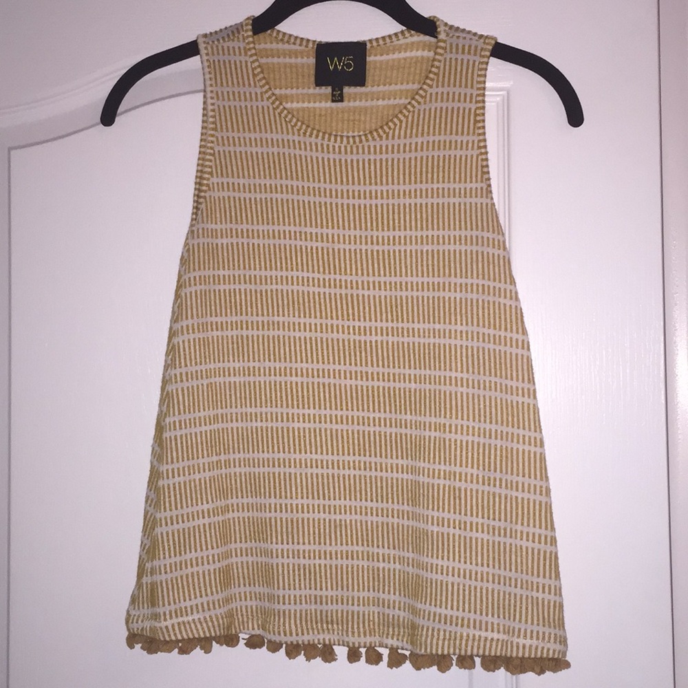Mustard and White striped Top.